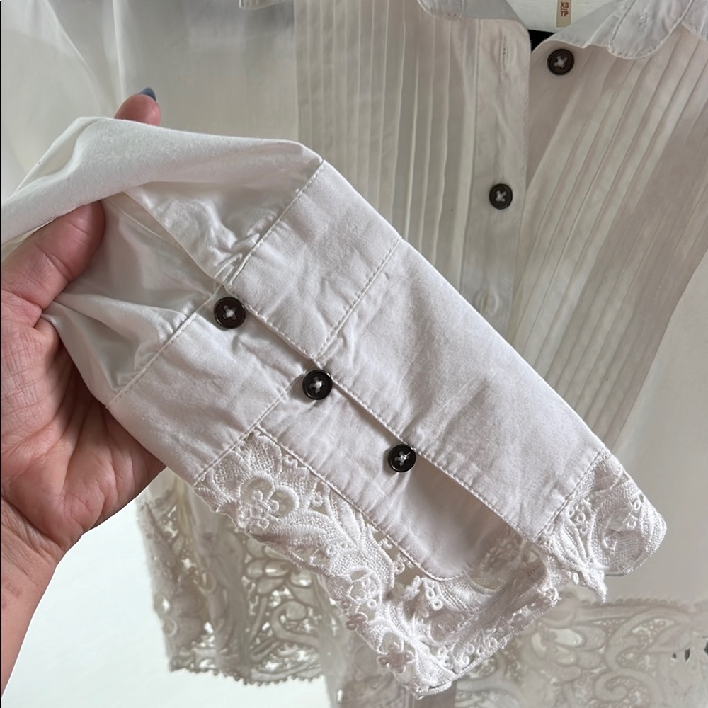Free People Cream Long Sleeve Crop Blouse - Picture 7 of 9